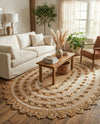 Woven Seaside Jute Collection Area Rug - Coastalhaven (Natural and White) Oval Natural and White  lifestyle 8