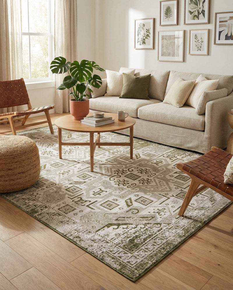 Tribal Terrace Treasures Collection Area Rug - Mayan Marina (Green) Rectangle Green  lifestyle 18
