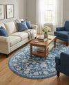 Charleston Elegance Collection Area Rug -  Seaport (Blue) Oval Blue  lifestyle 42