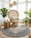 Gobi Sands Collection Area Rug -  Lop Round Gray  lifestyle 57