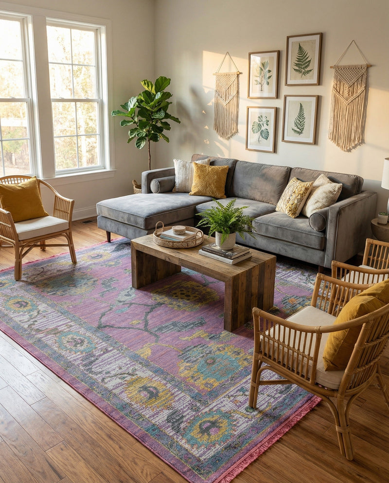 Arcadia Rugs Collection Area Rug - Eden (Pink) Square Pink  lifestyle 41