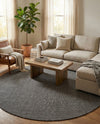 Seaside Serenity Collection Area Rug - Veranda (Black) Round Black  lifestyle 54