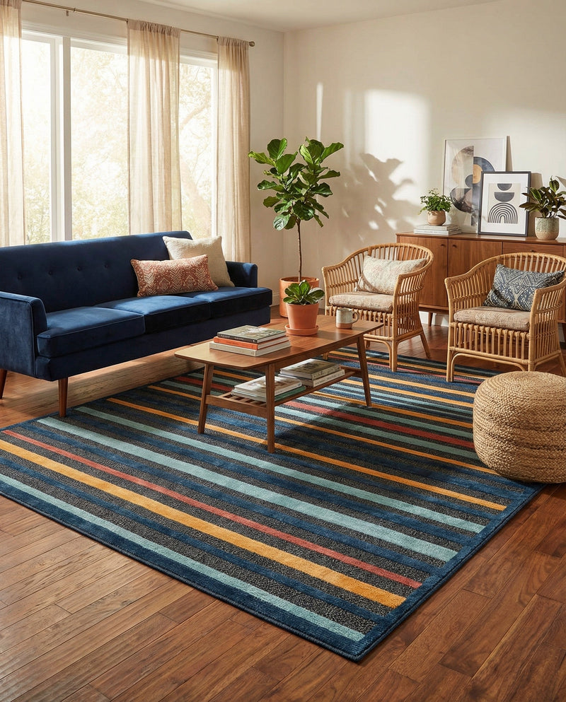 Caribbean Terrace Collection Area Rug -  Martinique Square Charcoal  lifestyle 54