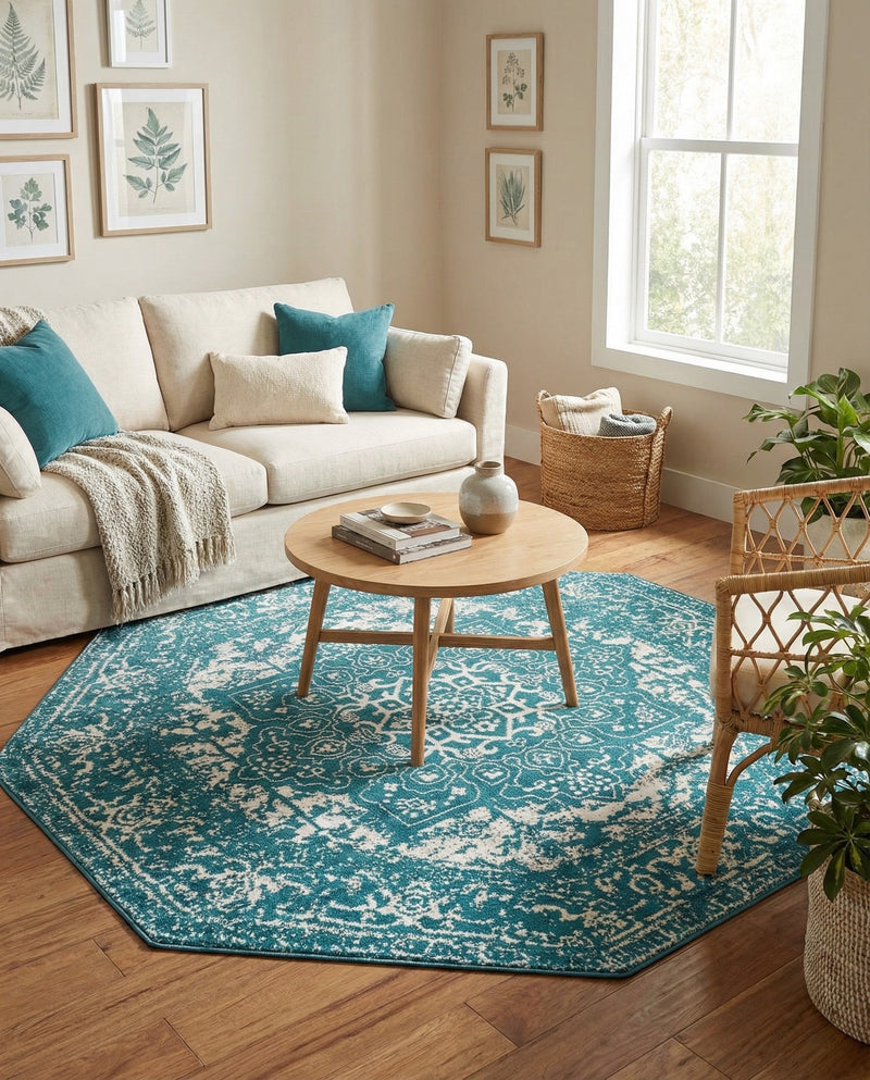 Georgetown Rugs Collection Area Rug - Dupont (Turquoise) Octagon Turquoise  lifestyle 32