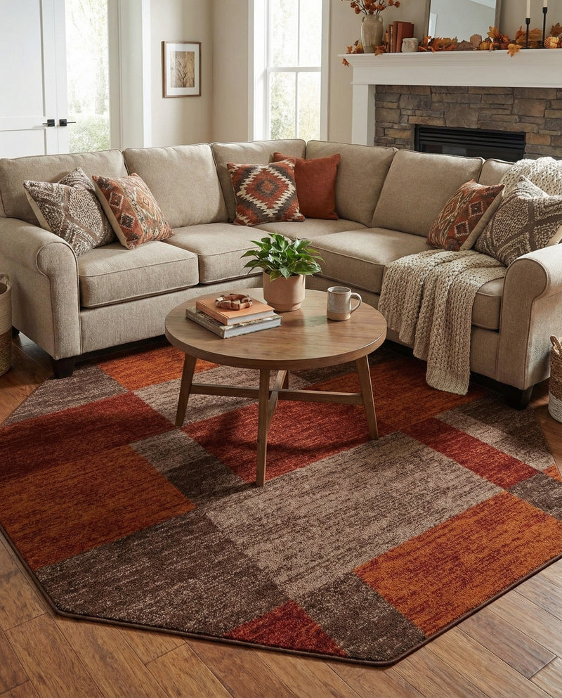 Autumn Meadow Collection Area Rug -  Sycamoreside (Multi) Octagon Multi  lifestyle 65