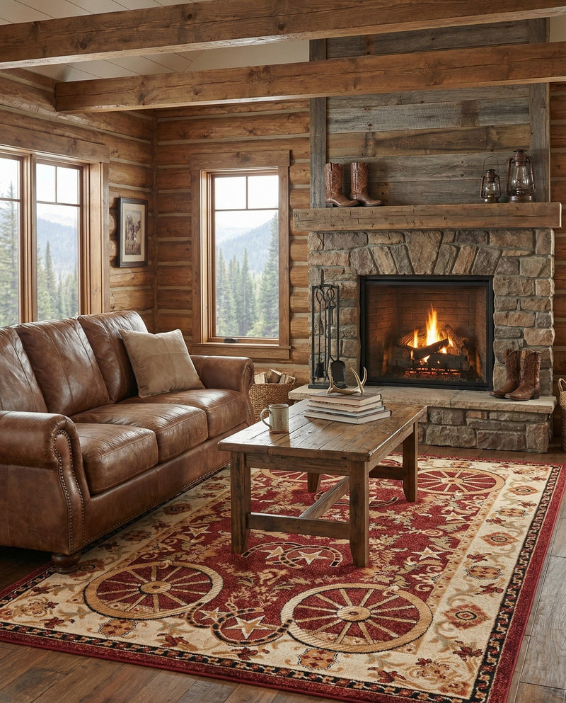 Frontier Trails Collection Area Rug -  Onyx Rectangle Red  lifestyle 38