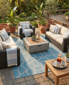 Savannah Escape Collection Area Rug -  Rainforest Rectangle Light Aqua  lifestyle 37