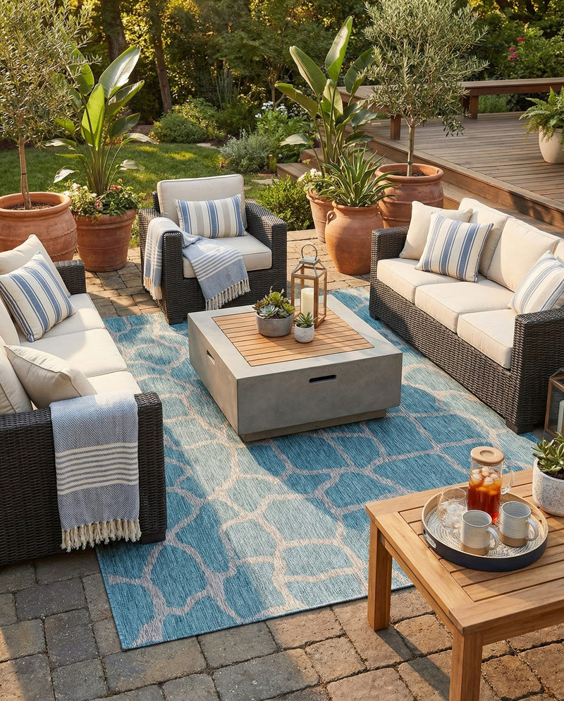 Savannah Escape Collection Area Rug -  Rainforest Rectangle Light Aqua  lifestyle 37