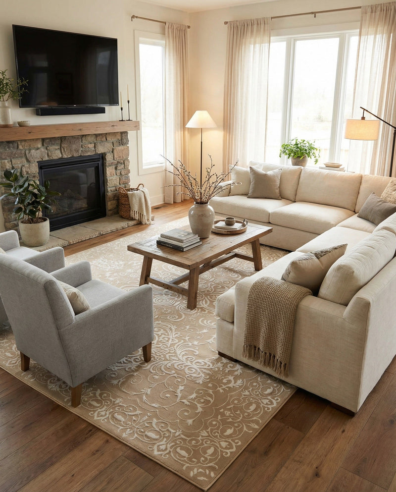 Andes Summit Collection Area Rug -  Lanín Rectangle Beige  lifestyle 13