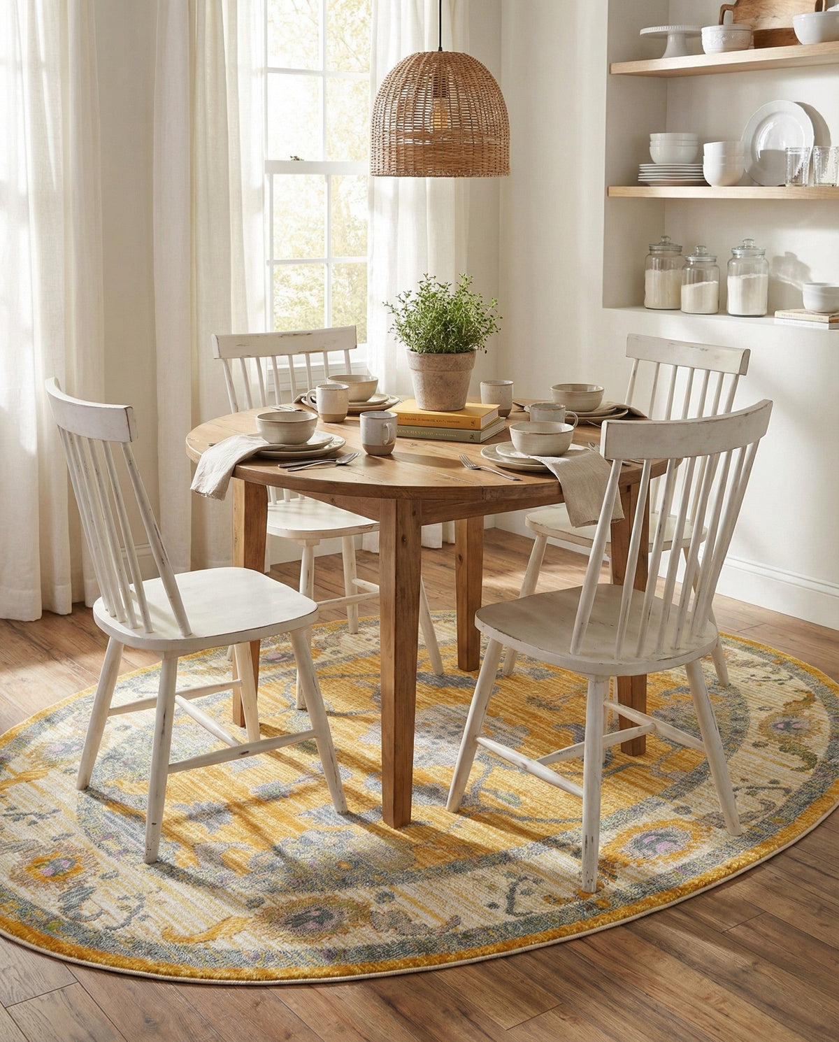 Arcadia Rugs Collection Area Rug - Eden (Yellow) Oval Yellow  lifestyle 75