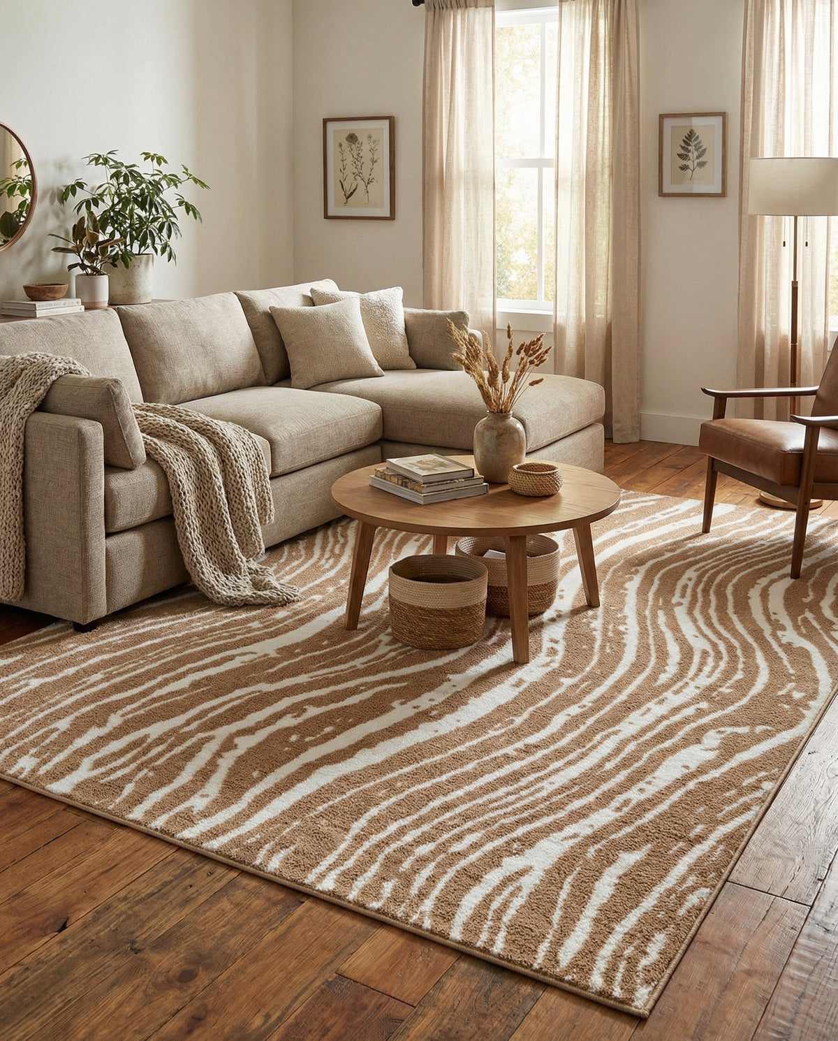 Sienna Collection Area Rug -  Garda Rectangle Caramel and Ivory  lifestyle 39