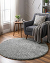 Cozy Comfort Shag Collection Area Rug - Haven (Cloud Gray) Round Cloud Gray  lifestyle 39
