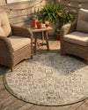 Tribal Terrace Treasures Collection Area Rug - Mayan Marina (Green) Round Green  lifestyle 69