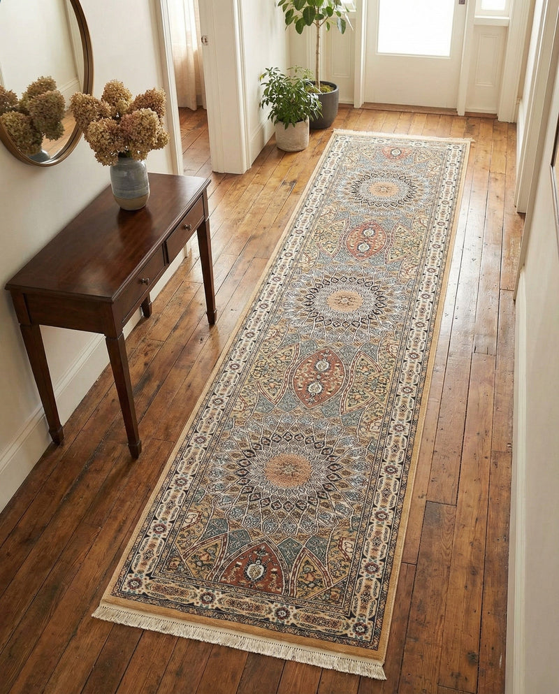 Persian Elegance Collection Area Rug -  Hamedan (Beige) Runner Beige  lifestyle 37