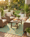 Savannah Escape Collection Area Rug -  Amazon (Blue Yellow) Rectangle Blue Yellow  lifestyle 14