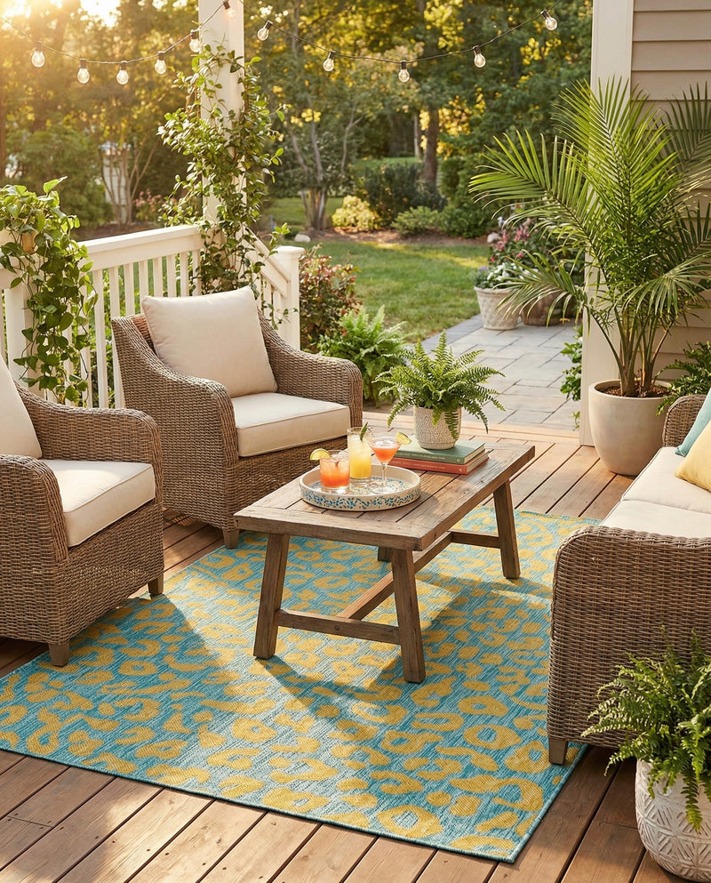 Savannah Escape Collection Area Rug -  Amazon (Blue Yellow) Rectangle Blue Yellow  lifestyle 14
