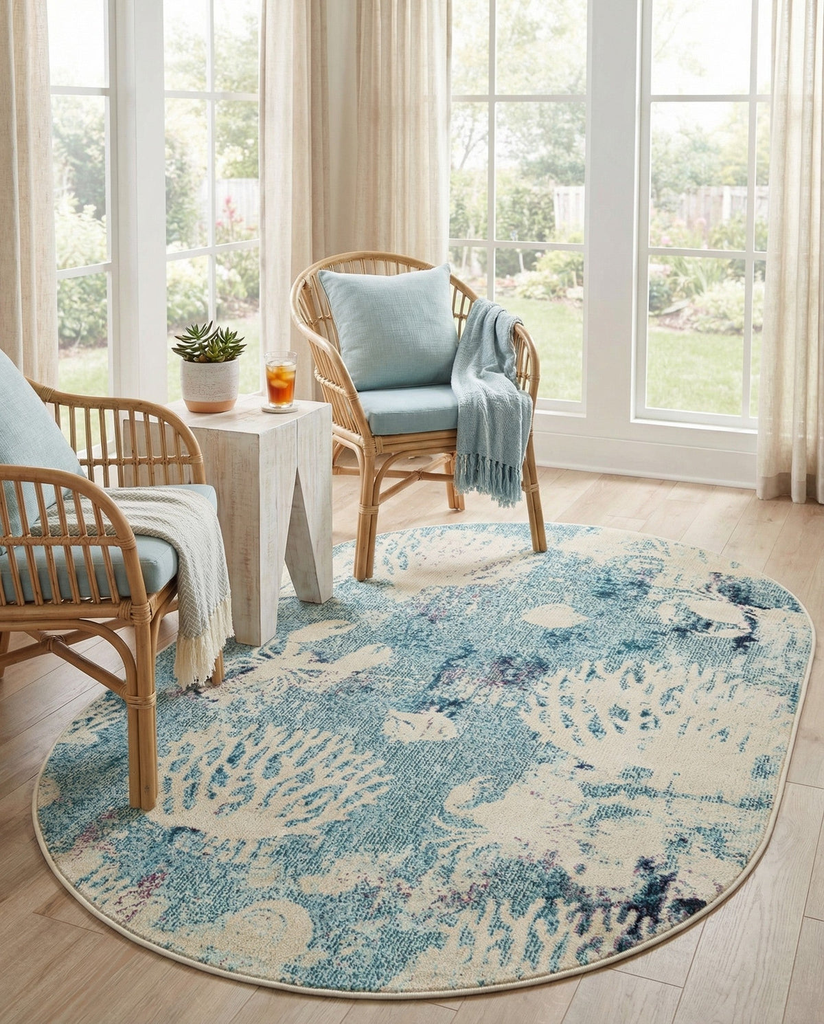 Sorrento Shores Collection Area Rug -  Vico Oval Light Blue  lifestyle 103