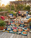 Outdoor Marrakesh Collection Area Rug -  Chefchaouen Rectangle Multi Black  lifestyle 41