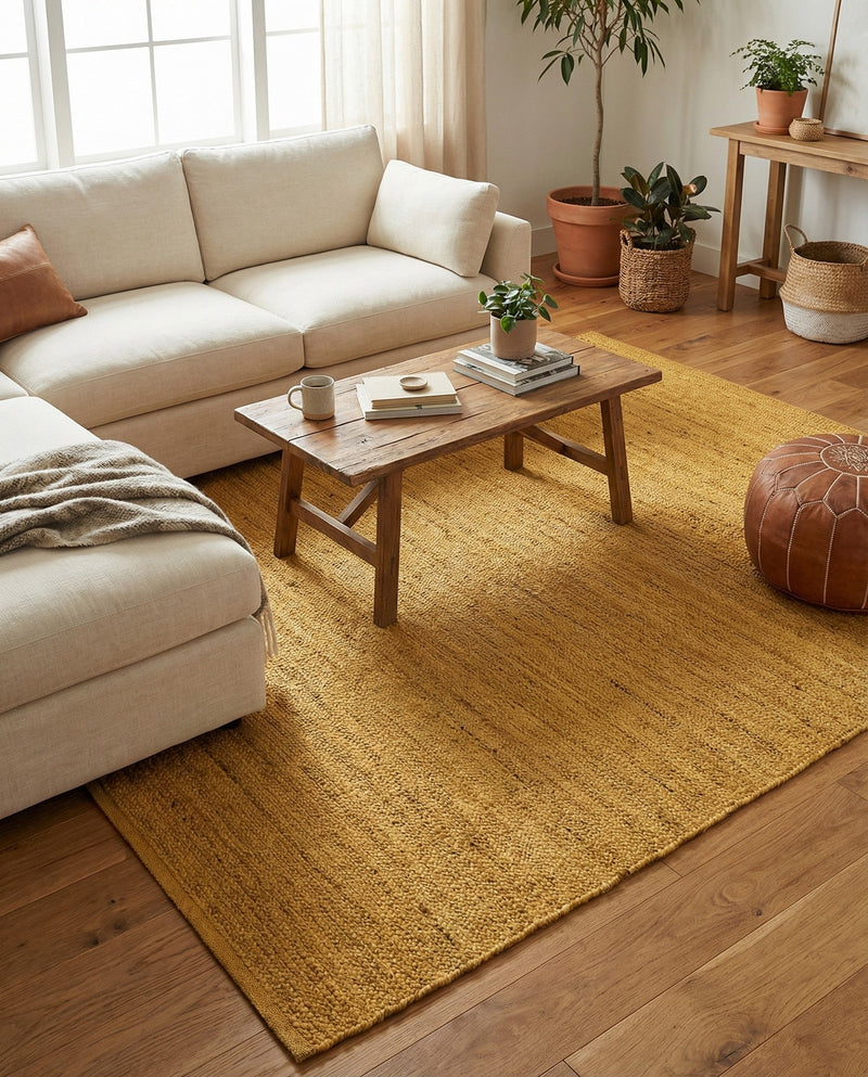Woven Seaside Jute Collection Area Rug - Savannah (Yellow) Rectangle Yellow  lifestyle 6