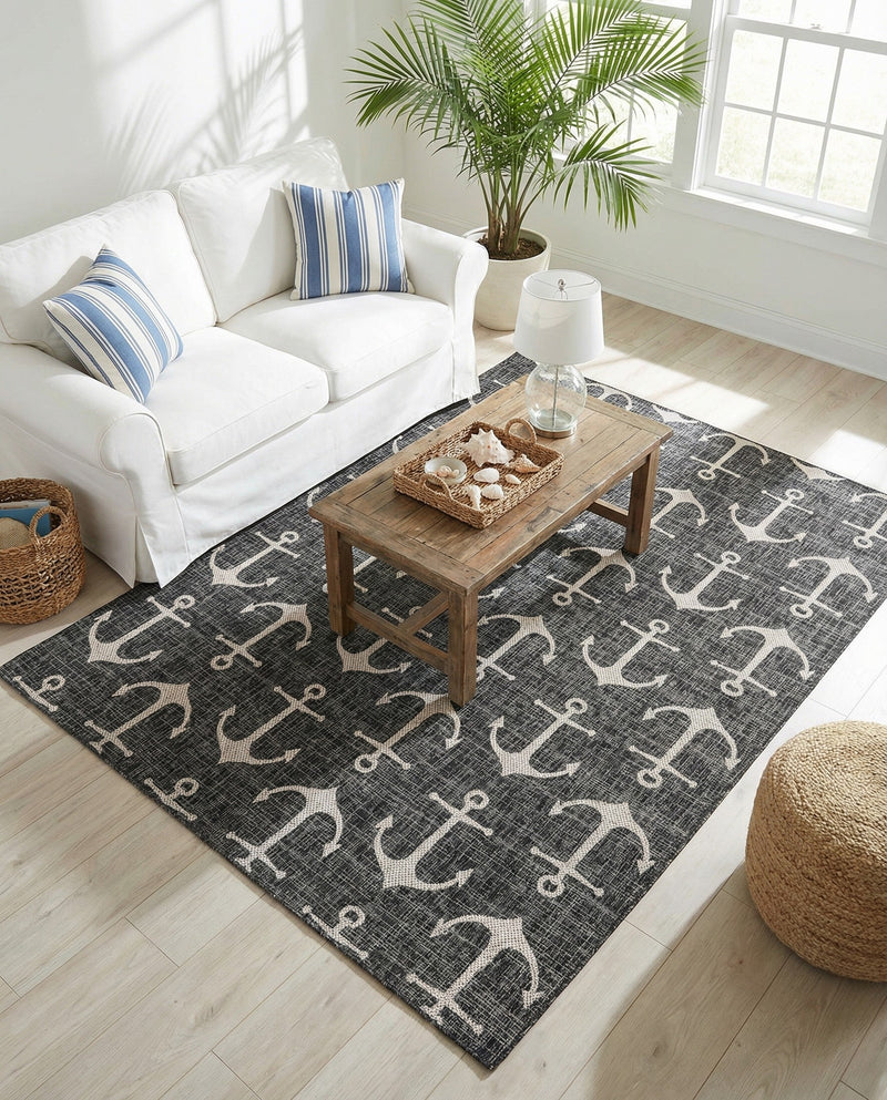 Seaside Haven Rugs Collection Area Rug - Sapphire (Charcoal) Rectangle Charcoal  lifestyle 25