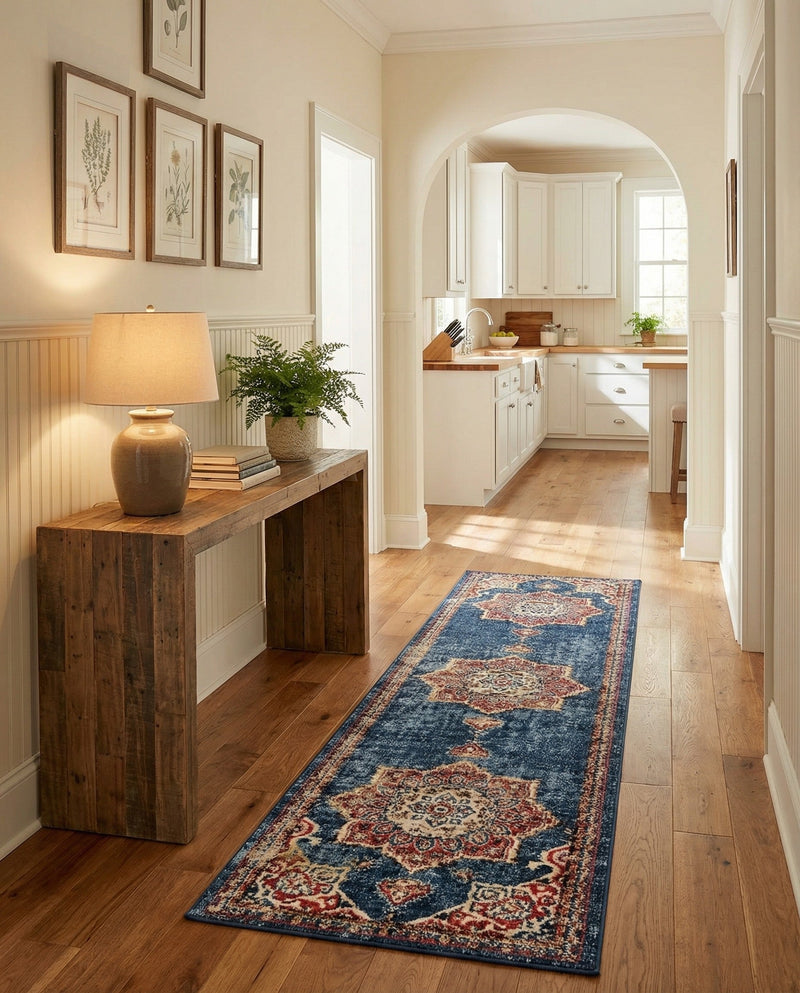 Eden Oasis Collection Area Rug -  Tranquility (Dark Blue) Runner Dark Blue  lifestyle 40