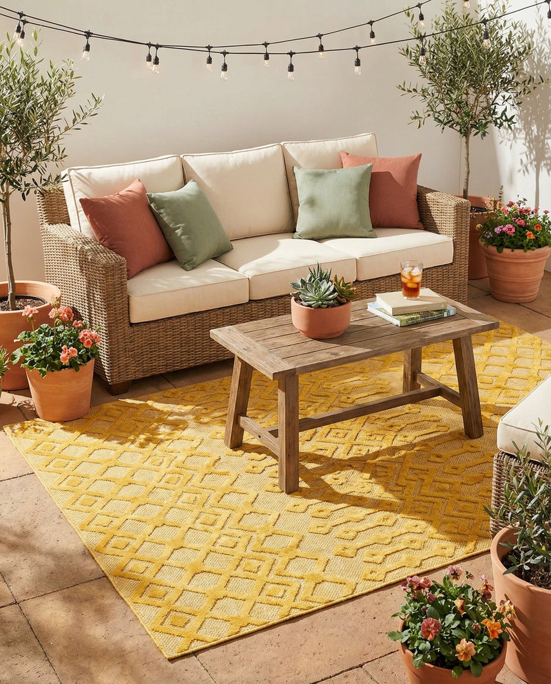 Garden Lattice Charm Collection Area Rug -  Pergola (Yellow) Rectangle Yellow  lifestyle 3