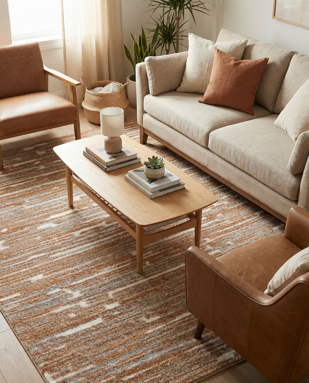 Sienna Collection Area Rug -  Rome Rectangle Caramel and Ivory  lifestyle 49