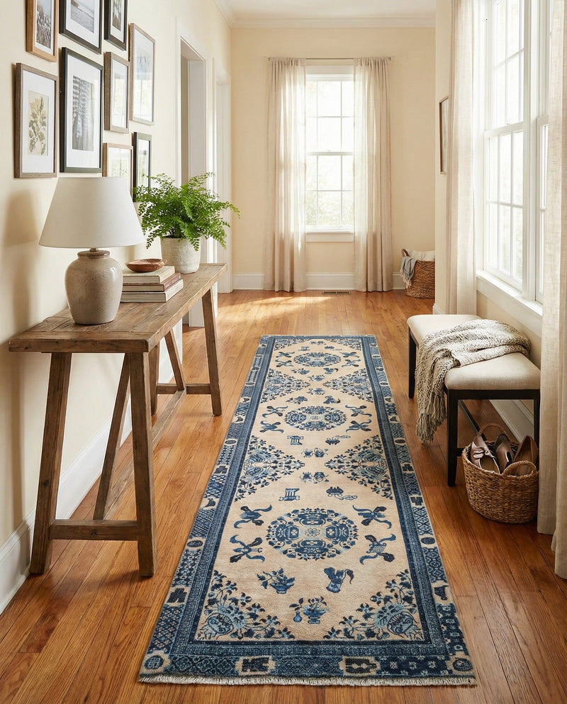 Bazaar Chic Collection Area Rug -  Casablanca Runner Ivory and Blue  lifestyle 41