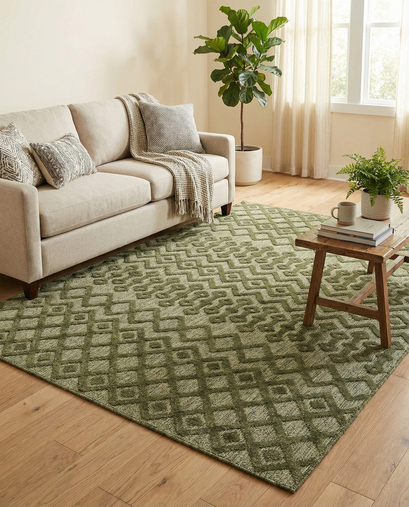 Garden Lattice Charm Collection Area Rug -  Pergola (Green) Rectangle Green  lifestyle 11