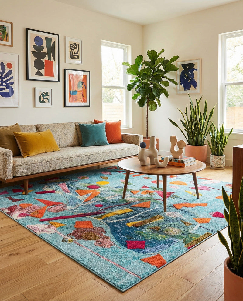 Colorburst Oasis Collection Area Rug -  Fresco Rectangle Aqua  lifestyle 12