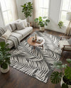 Seaside Blooms Collection Area Rug - Verdure (Charcoal) Rectangle Charcoal  lifestyle 9