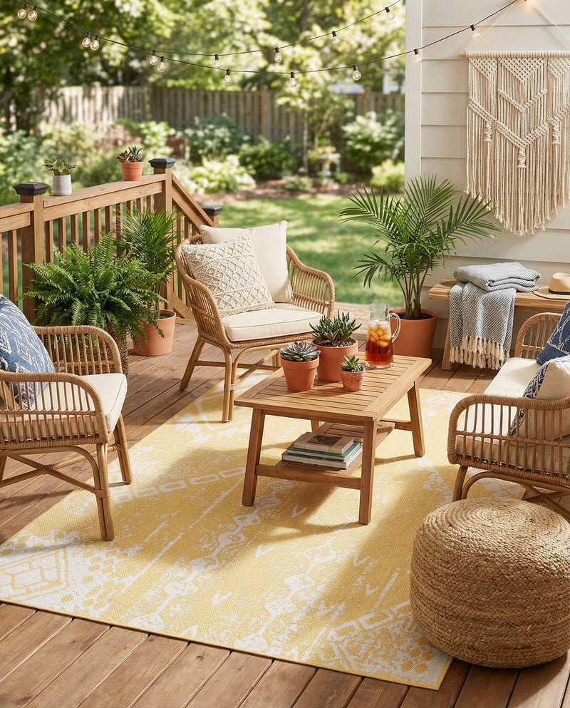Desert Nomad Terrace Collection Area Rug - Sahara (Yellow) Rectangle Yellow  lifestyle 3