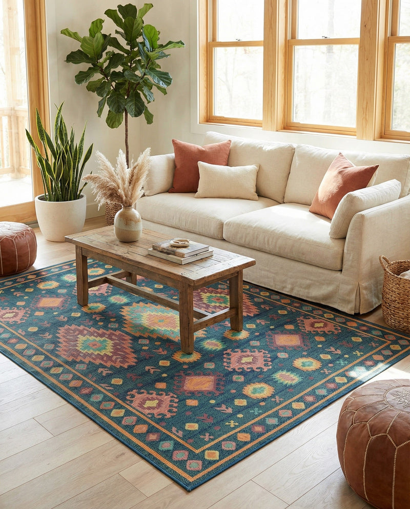 Coastal Terrace Collection Area Rug -  Dunes Rectangle Navy Blue  lifestyle 20