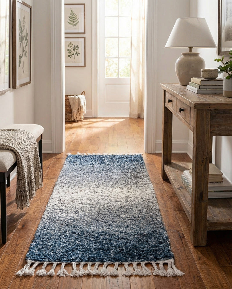 Cozy Cove Shag Collection Area Rug -  Lagoon Runner Blue  lifestyle 59