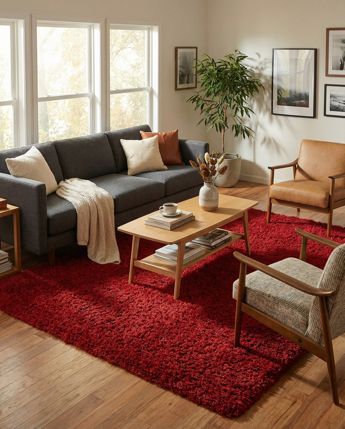 Eternal Plush Oasis Collection Area Rug -  Tranquility (Merlot) Rectangle Merlot  lifestyle 8