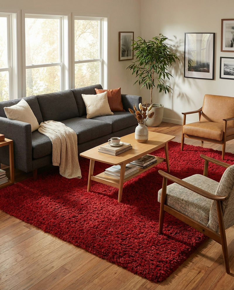 Eternal Plush Oasis Collection Area Rug -  Tranquility (Merlot) Rectangle Merlot  lifestyle 8