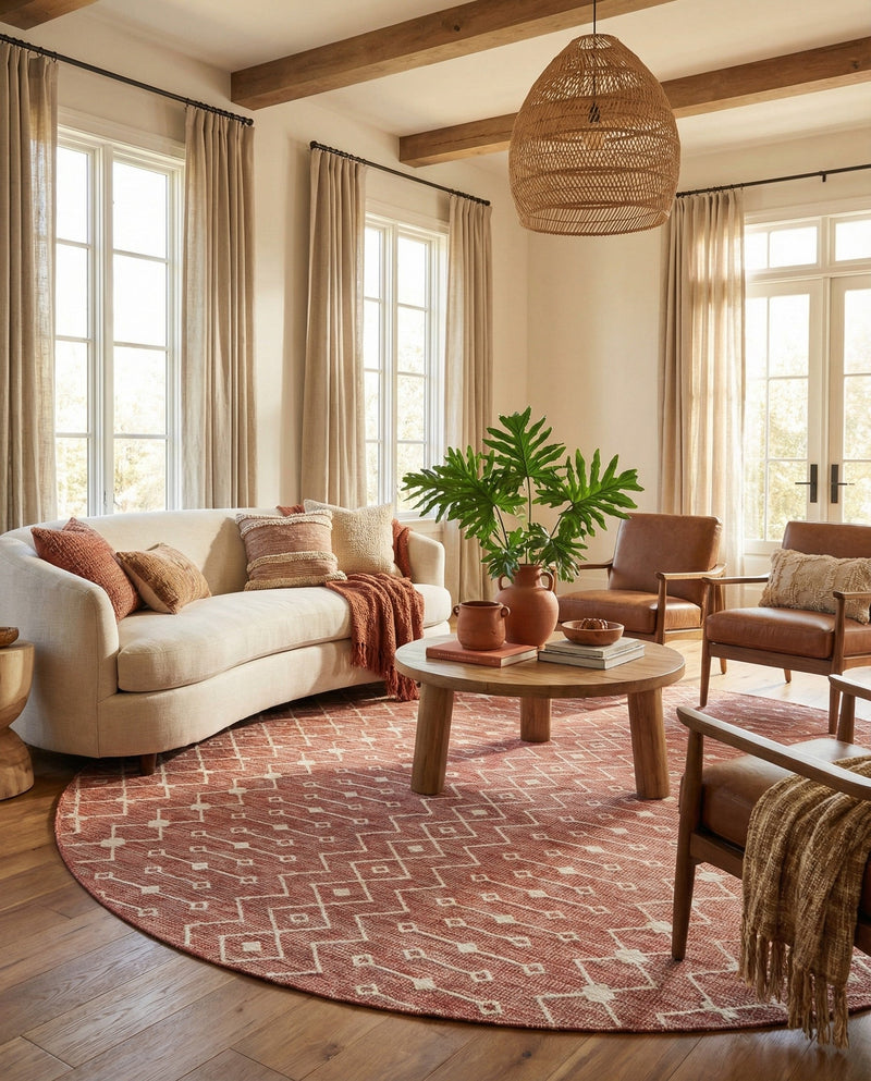 Savannah Pergola Collection Area Rug -  Pergola (Rust Red) Round Rust Red  lifestyle 86