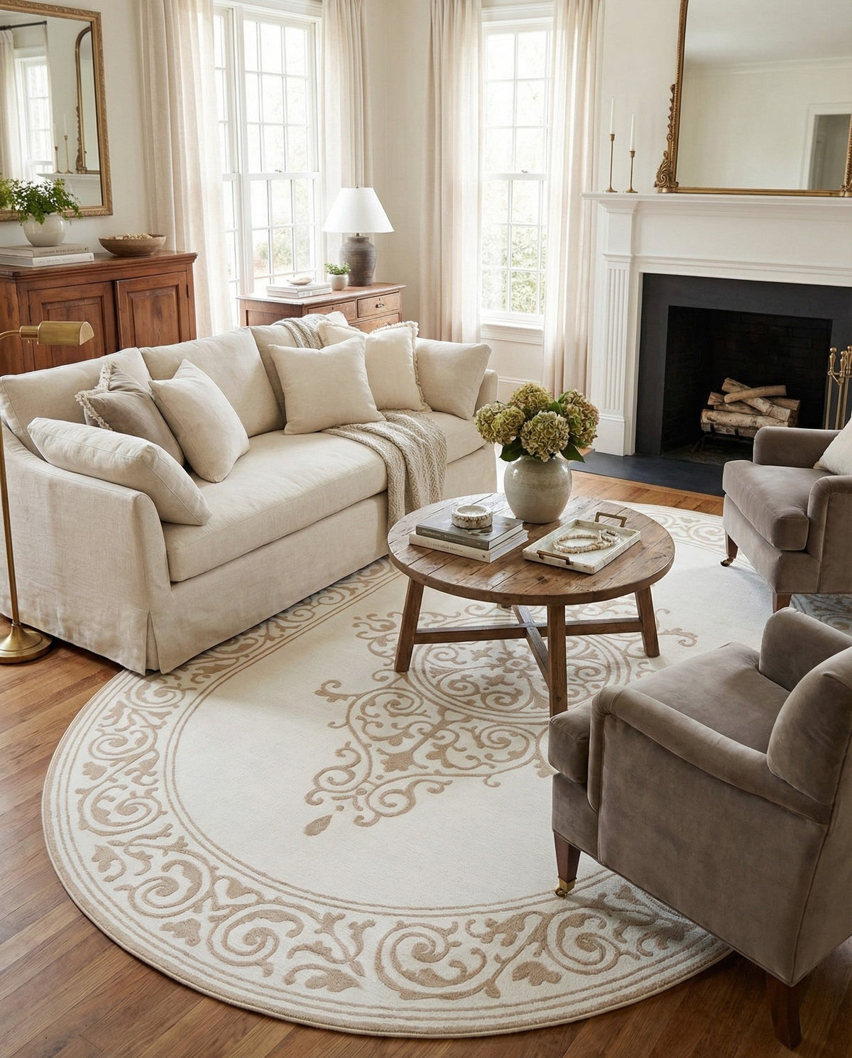 Sanctuary Retreat Collection Area Rug - Haven Oval Snow White  lifestyle 127