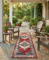 Patio Heritage Collection Area Rug -  Alcove Runner Red and Navy Blue  lifestyle 78