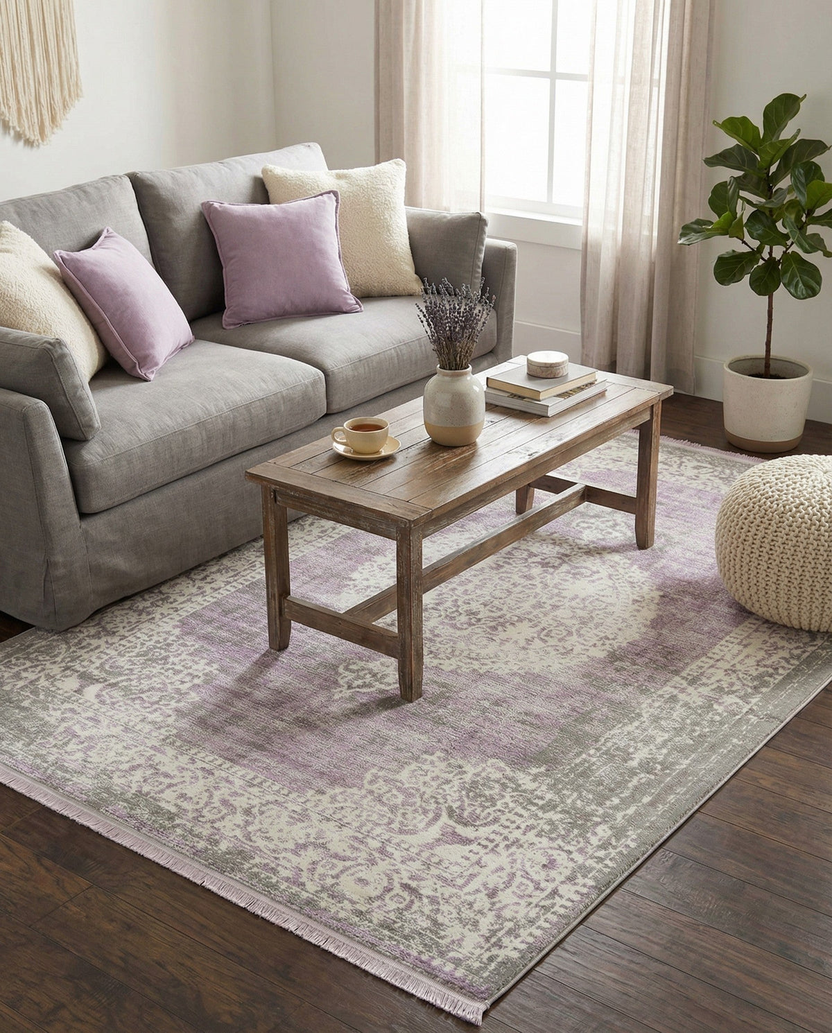Rustic Charm Revival Collection Area Rug -  Meadowland Rectangle Purple  lifestyle 16