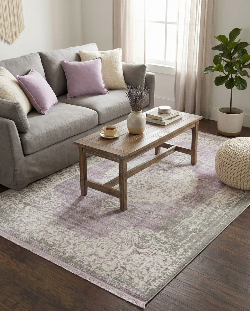 Rustic Charm Revival Collection Area Rug -  Meadowland Rectangle Purple  lifestyle 16