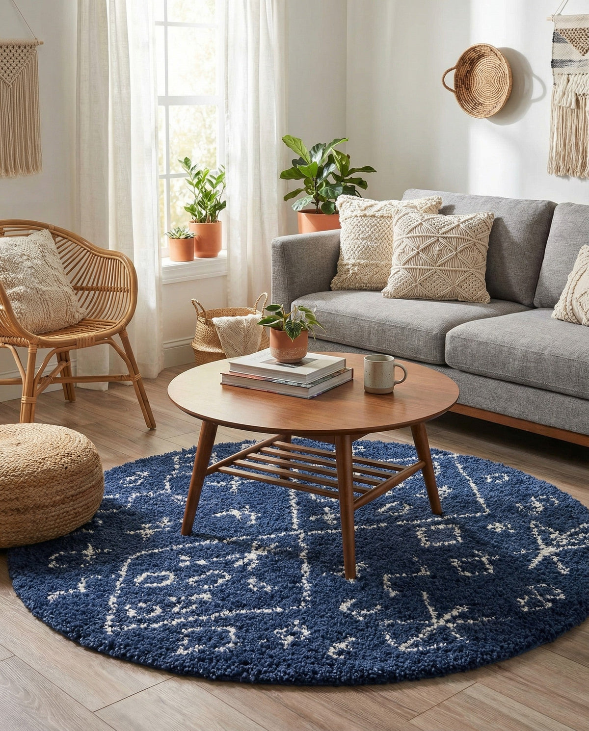 Casablanca Comfort Collection Area Rug - Sahara Round Navy Blue  lifestyle 64