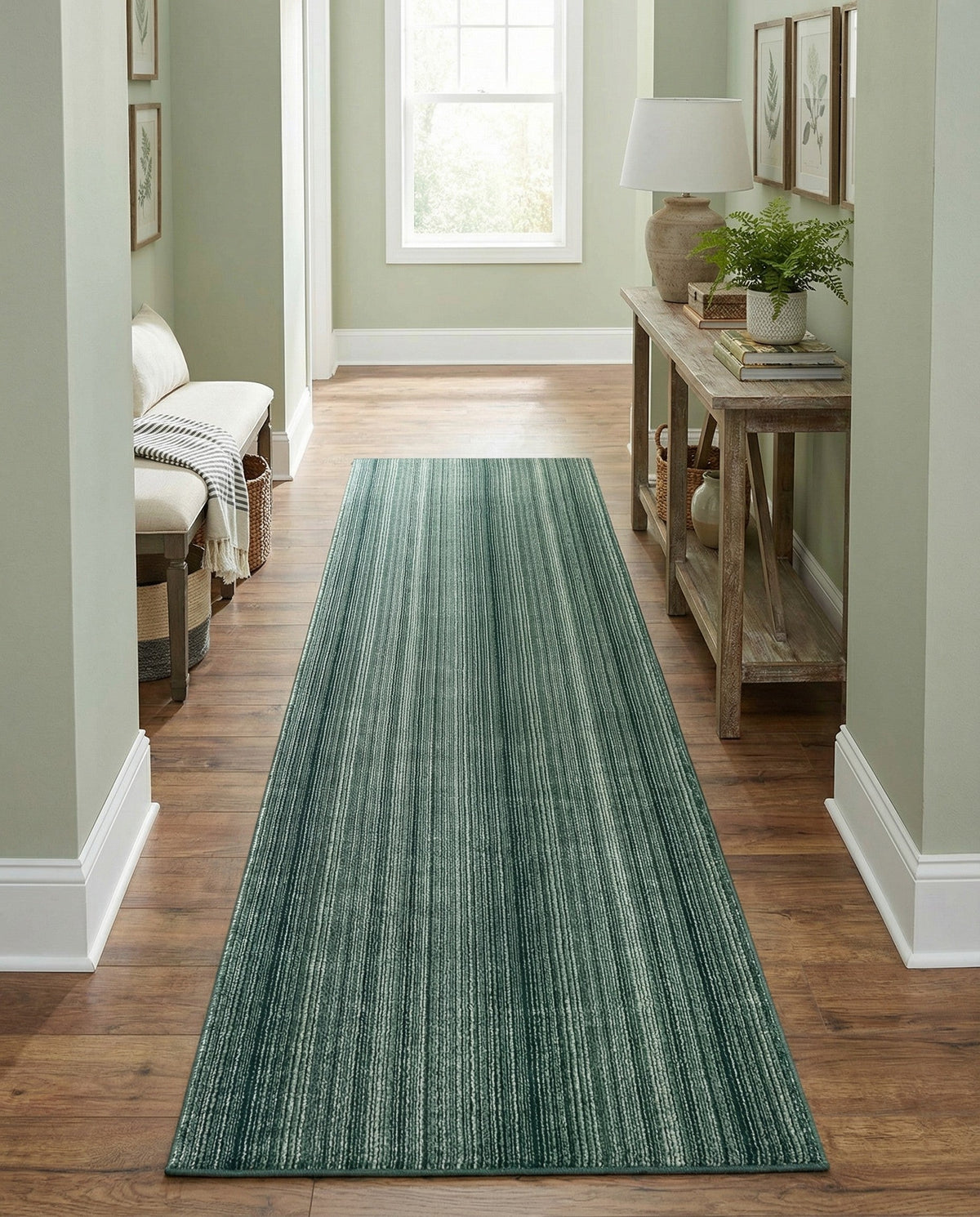 Jewel Oasis Collection Area Rug - Sapphire (Green) Runner Green  lifestyle 86