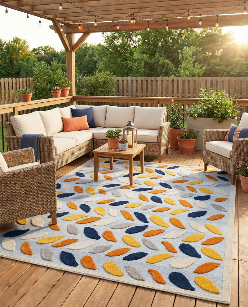 Bahama Breeze Outdoor Collection Area Rug - Nassau Rectangle Gray  lifestyle 21