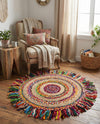 Osian Looms Collection Area Rug - Kathmandu Round Multi  lifestyle 14
