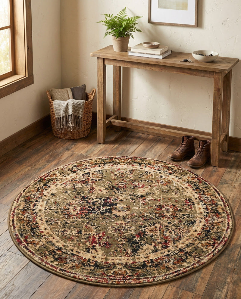 Neptune Elegance Collection Area Rug -  Galatea (Green) Round Green  lifestyle 22