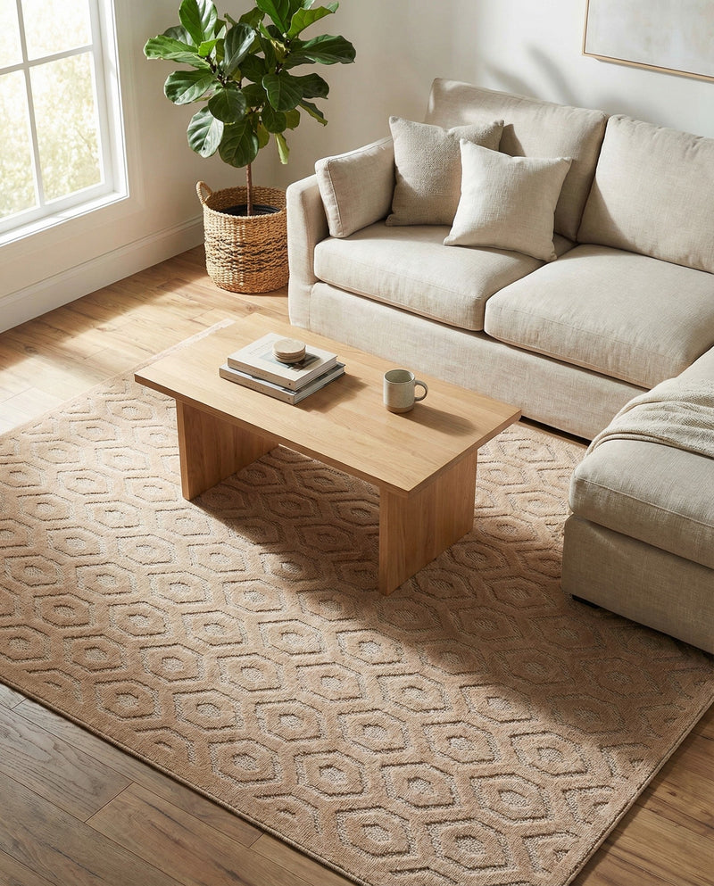 Garden Lattice Charm Collection Area Rug - Arbor (Beige) Rectangle Beige  lifestyle 7