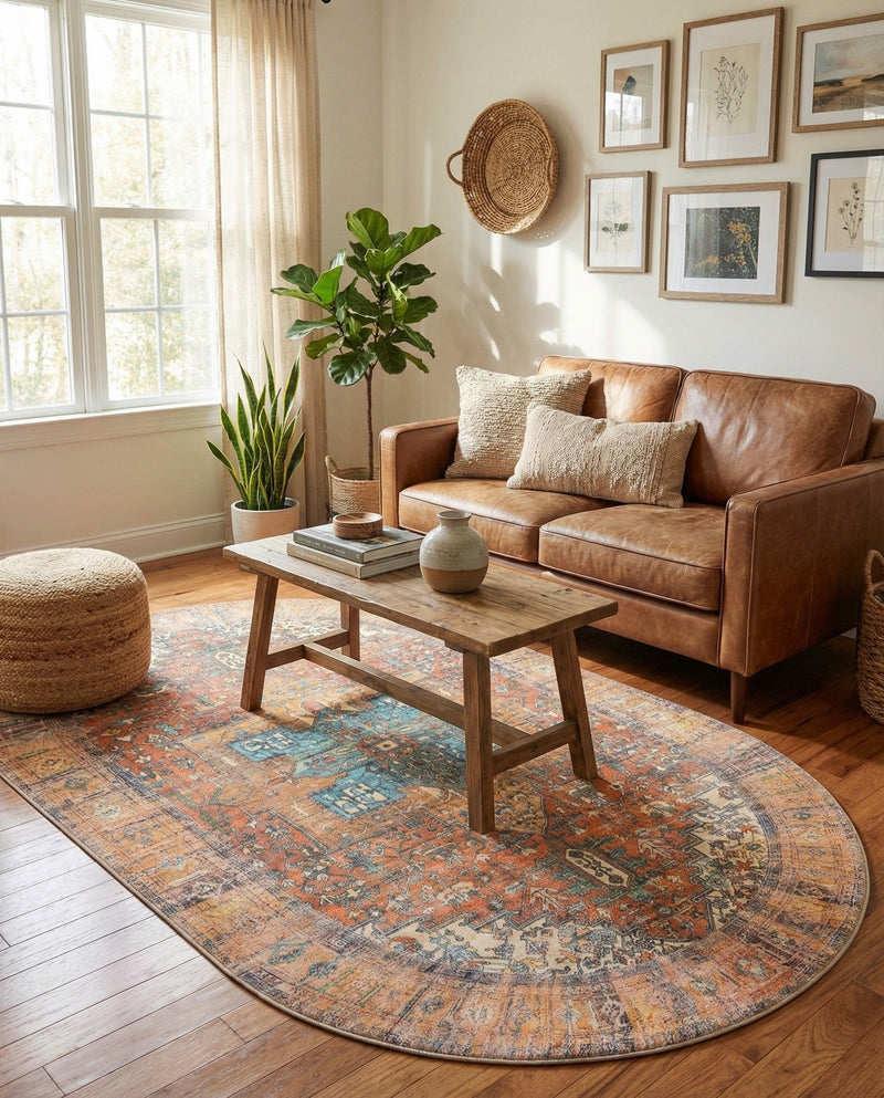 Heritage Elegance Collection Area Rug -  Windsor (Rust Red) Oval Rust Red  lifestyle 74