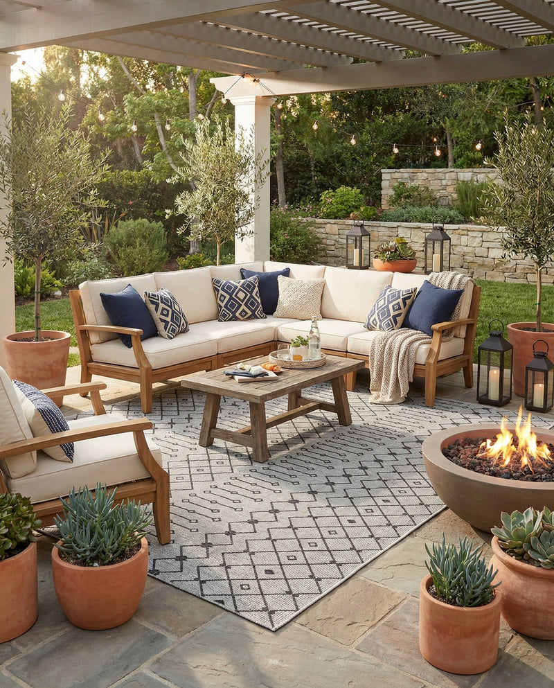Savannah Pergola Collection Area Rug -  Pergola (Gray) Square Gray  lifestyle 67