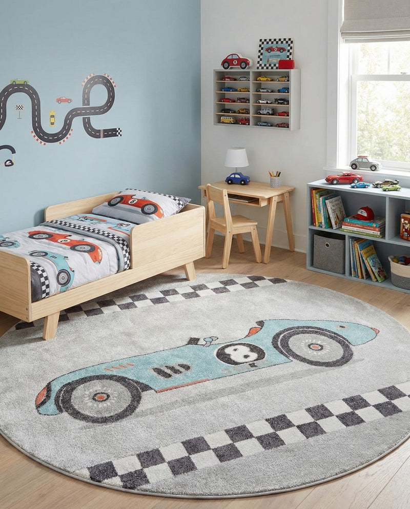 Wonder Tykes Collection Area Rug -  Confetti Round Gray  lifestyle 34